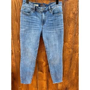 KUT from the Kloth Carlo Ankle Skinny Jeans - Size 10 - Raw Hem Medium Wash